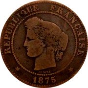 France 5 Centimes Ceres 1875 K KM# 821.2 REPUBLIQUE FRANÇAISE OUDINÉ 1872 coin obverse France 5 Centimes Ceres 1875 K KM# 821.2 REPUBLIQUE FRANÇAISE OUDINÉ 1872 coin obverse