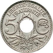 France 5 Centimes Phrygian Cap 1917 KM# 865a LIBERTÉ ÉGALITÉ FRATERNITÉ 5 CMES 1918 coin reverse France 5 Centimes Phrygian Cap 1917 KM# 865a LIBERTÉ ÉGALITÉ FRATERNITÉ 5 CMES 1918 coin reverse