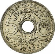 France 5 Centimes Phrygian Cap 1932 KM# 875 LIBERTE EGALITE FRATERNITE 5 CMES 1932 coin reverse France 5 Centimes Phrygian Cap 1932 KM# 875 LIBERTE EGALITE FRATERNITE 5 CMES 1932 coin reverse