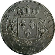 France 5 Francs Louis XVIII 1814 B KM# 702.2 PIECE DE 5 FRANCS. 1815 B coin reverse France 5 Francs Louis XVIII 1814 B KM# 702.2 PIECE DE 5 FRANCS. 1815 B coin reverse