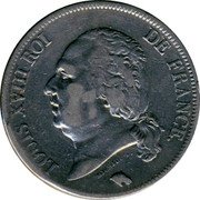 France 5 Francs Louis XVIII 1823 D KM# 711.4 LOUIS XVIII ROI DE FRANCE. MICHAUT F. coin obverse France 5 Francs Louis XVIII 1823 D KM# 711.4 LOUIS XVIII ROI DE FRANCE. MICHAUT F. coin obverse