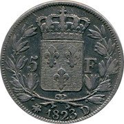 France 5 Francs Louis XVIII 1823 D KM# 711.4 5 F 1823 D coin reverse France 5 Francs Louis XVIII 1823 D KM# 711.4 5 F 1823 D coin reverse