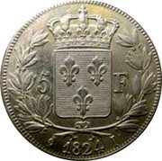 France 5 Francs Louis XVIII 1824 I KM# 711.6 5 F 1816 I coin reverse France 5 Francs Louis XVIII 1824 I KM# 711.6 5 F 1816 I coin reverse