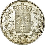 France 5 Francs Charles X 1825 K KM# 720.7 5 F 1825 K coin reverse France 5 Francs Charles X 1825 K KM# 720.7 5 F 1825 K coin reverse
