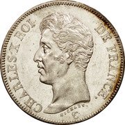 France 5 Francs Charles X 1825 L KM# 720.8 CHARLES X ROI DE FRANCE. MICHAUT. coin obverse France 5 Francs Charles X 1825 L KM# 720.8 CHARLES X ROI DE FRANCE. MICHAUT. coin obverse