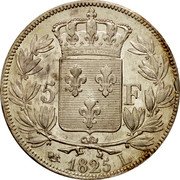 France 5 Francs Charles X 1825 L KM# 720.8 5 F 1825 L coin reverse France 5 Francs Charles X 1825 L KM# 720.8 5 F 1825 L coin reverse