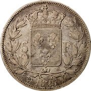 France 5 Francs Charles X 1825 W KM# 720.13 5 F 1825 W coin reverse France 5 Francs Charles X 1825 W KM# 720.13 5 F 1825 W coin reverse