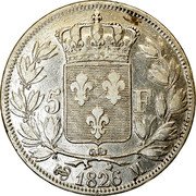 France 5 Francs Charles X 1826 M KM# 720.9 5 F 1826 M coin reverse France 5 Francs Charles X 1826 M KM# 720.9 5 F 1826 M coin reverse