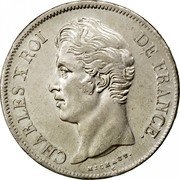 France 5 Francs Charles X 1827 B KM# 728.2 CHARLES X ROI DE FRANCE. MICHAUT. coin obverse France 5 Francs Charles X 1827 B KM# 728.2 CHARLES X ROI DE FRANCE. MICHAUT. coin obverse