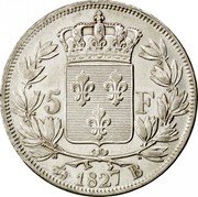 France 5 Francs Charles X 1827 B KM# 728.2 5 F 1830 B coin reverse France 5 Francs Charles X 1827 B KM# 728.2 5 F 1830 B coin reverse