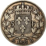 France 5 Francs Charles X. 1827 H KM# 728.5 5 F 1827H coin reverse France 5 Francs Charles X. 1827 H KM# 728.5 5 F 1827H coin reverse