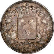 France 5 Francs Charles X 1827 W KM# 728.13 5 F 1827 W coin reverse