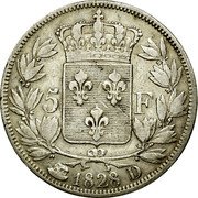 France 5 Francs Charles X 1828 D KM# 728.4 5 F 1828 D coin reverse France 5 Francs Charles X 1828 D KM# 728.4 5 F 1828 D coin reverse
