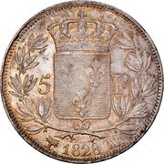 France 5 Francs Charles X 1828 MA KM# 728.10 5 F 1828 MA coin reverse France 5 Francs Charles X 1828 MA KM# 728.10 5 F 1828 MA coin reverse