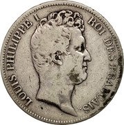 France 5 Francs Louis Philippe I 1830 H KM# 735.5 LOUIS PHILIPPE I ROI DES FRANÇAIS. coin obverse