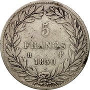 France 5 Francs Louis Philippe I 1830 H KM# 735.5 5 FRANCS H 1830 coin reverse