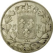 France 5 Francs Charles X. 1830 L KM# 728.8 5 F 1827 L coin reverse France 5 Francs Charles X. 1830 L KM# 728.8 5 F 1827 L coin reverse