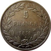 France 5 Francs Louis Philips I 1831 K KM# 735.7 5 FRANCS K 1830 coin reverse