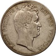 France 5 Francs Louis Philippe I 1831 MA KM# 735.10 LOUIS PHILIPPE I ROI DES FRANÇAIS. N. P. TIOLIER coin obverse