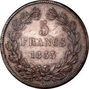 France 5 Francs Louis Philips I. 1833 I KM# 749.6 5 FRANCS 1834 I coin reverse France 5 Francs Louis Philips I. 1833 I KM# 749.6 5 FRANCS 1834 I coin reverse