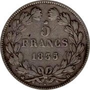 France 5 Francs Louis Philips I 1835 D KM# 749.4 5 FRANCS 1832 D coin reverse France 5 Francs Louis Philips I 1835 D KM# 749.4 5 FRANCS 1832 D coin reverse