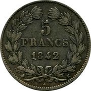 France 5 Francs Louis Philips I 1842 K KM# 749.7 5 FRANCS 1839 K coin reverse France 5 Francs Louis Philips I 1842 K KM# 749.7 5 FRANCS 1839 K coin reverse