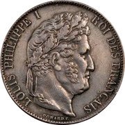 France 5 Francs Louis Philips I. 1845 BB KM# 749.3 LOUIS PHILIPPE I ROI DES FRANÇAIS DOMARD.F. coin obverse France 5 Francs Louis Philips I. 1845 BB KM# 749.3 LOUIS PHILIPPE I ROI DES FRANÇAIS DOMARD.F. coin obverse