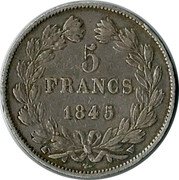 France 5 Francs Louis Philips I. 1845 W KM# 749.13 5 FRANCS 1834 W coin reverse France 5 Francs Louis Philips I. 1845 W KM# 749.13 5 FRANCS 1834 W coin reverse