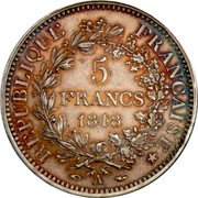 France 5 Francs Hercules Group 1848 A KM# 756.1 LIBERTÉ ÉGALITÉ FRATERNITÉ DUPRÉ coin reverse France 5 Francs Hercules Group 1848 A KM# 756.1 LIBERTÉ ÉGALITÉ FRATERNITÉ DUPRÉ coin reverse