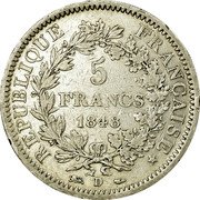 France 5 Francs Hercules Group 1848 D KM# 756.3 RÉPUBLIQUE FRANÇAISE 5 FRANCS 1848 D coin obverse France 5 Francs Hercules Group 1848 D KM# 756.3 RÉPUBLIQUE FRANÇAISE 5 FRANCS 1848 D coin obverse