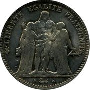 France 5 Francs Hercules Group 1849 BB KM# 756.2 RÉPUBLIQUE FRANÇAISE 5 FRANCS 1848 BB coin obverse France 5 Francs Hercules Group 1849 BB KM# 756.2 RÉPUBLIQUE FRANÇAISE 5 FRANCS 1848 BB coin obverse