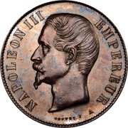 France 5 Francs Napoleon III 1854 A KM# 782.1 NAPOLEON III EMPEREUR BOUVET F A coin obverse France 5 Francs Napoleon III 1854 A KM# 782.1 NAPOLEON III EMPEREUR BOUVET F A coin obverse