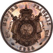 France 5 Francs Napoleon III 1854 A KM# 782.1 EMPIRE FRANÇAIS 5 F 1856 A coin reverse France 5 Francs Napoleon III 1854 A KM# 782.1 EMPIRE FRANÇAIS 5 F 1856 A coin reverse