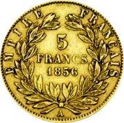 France 5 Francs Napoleon III 1856 KM# 787.1 EMPIRE FRANÇAIS 5 FRANCS 1859 A coin reverse France 5 Francs Napoleon III 1856 KM# 787.1 EMPIRE FRANÇAIS 5 FRANCS 1859 A coin reverse