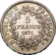 France 5 Francs Hercules 1871 A KM# 820.1 LIBERTÉ ÉGALITÉ FRATERNITÉ DUPRÉ coin reverse France 5 Francs Hercules 1871 A KM# 820.1 LIBERTÉ ÉGALITÉ FRATERNITÉ DUPRÉ coin reverse