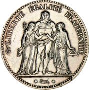 France 5 Francs Hercules 1877 K KM# 820.2 RÉPUBLIQUE FRANÇAISE 5 FRANCS 1871 K coin obverse France 5 Francs Hercules 1877 K KM# 820.2 RÉPUBLIQUE FRANÇAISE 5 FRANCS 1871 K coin obverse