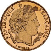 France 5 Francs Ceres 1889 A KM# 829 REPUBLIQUE FRANÇAISE L.MERLEY coin obverse