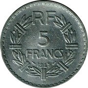 France 5 Francs Marianne 1945 B Open 9 KM# 888b.2 RF 5 FRANCS 1949 B coin reverse France 5 Francs Marianne 1945 B Open 9 KM# 888b.2 RF 5 FRANCS 1949 B coin reverse