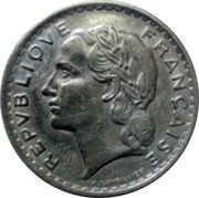 France 5 Francs Marianne 1945 C Open 9 KM# 888b.3 REPVBLIQVE FRANÇAISE A.LAVRILLIER coin obverse France 5 Francs Marianne 1945 C Open 9 KM# 888b.3 REPVBLIQVE FRANÇAISE A.LAVRILLIER coin obverse