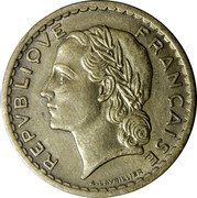 France 5 Francs Marianne 1945 C Open 9 KM# 888a.3 REPUBLIQUE FRANÇAISE A. LAVRILLIER coin obverse France 5 Francs Marianne 1945 C Open 9 KM# 888a.3 REPUBLIQUE FRANÇAISE A. LAVRILLIER coin obverse