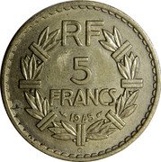 France 5 Francs Marianne 1945 C Open 9 KM# 888a.3 RF 5 FRANCS 1945 C coin reverse France 5 Francs Marianne 1945 C Open 9 KM# 888a.3 RF 5 FRANCS 1945 C coin reverse