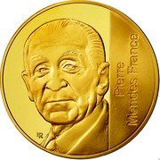 France 5 Francs 10th Anniversary of the Death of Pierre Mendes-France 1992 Proof KM# 1006b PIERRE MENDÈS FRANCE ER coin reverse
