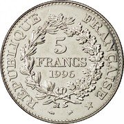France 5 Francs Bicentenary of the Decimal Franc 1996 KM# 1155 RÉPUBLIQUE FRANÇAISE 5 FRANCS 1996 coin obverse France 5 Francs Bicentenary of the Decimal Franc 1996 KM# 1155 RÉPUBLIQUE FRANÇAISE 5 FRANCS 1996 coin obverse