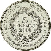 France 5 Francs "La Liberte" by Dupre 2000 KM# 1965 RÉPUBLIQUE FRANCAISE LIBERTE EGALITE FRATERNITE 5 FRANCS 2000 coin obverse France 5 Francs "La Liberte" by Dupre 2000 KM# 1965 RÉPUBLIQUE FRANCAISE LIBERTE EGALITE FRATERNITE 5 FRANCS 2000 coin obverse