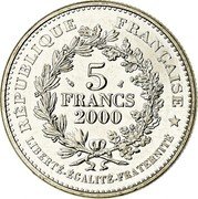 France 5 Francs Frank of Henry III 2000 KM# 1963 RÉPUBLIQUE FRANCAISE LIBERTE EGALITE FRATERNITE 5 FRANCS 2000 coin obverse France 5 Francs Frank of Henry III 2000 KM# 1963 RÉPUBLIQUE FRANCAISE LIBERTE EGALITE FRATERNITE 5 FRANCS 2000 coin obverse