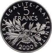 France 5 Francs The Sower 2000 KM# 926a.2 LIBERTE EGALITE FRATERNITE 5 FRANCS 2000 coin reverse France 5 Francs The Sower 2000 KM# 926a.2 LIBERTE EGALITE FRATERNITE 5 FRANCS 2000 coin reverse