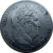 France 5 Francs Louis Philips I 1835 T KM# 749.12 LOUIS PHILIPPE I ROI DES FRANÇAIS DOMARD.F. coin obverse France 5 Francs Louis Philips I 1835 T KM# 749.12 LOUIS PHILIPPE I ROI DES FRANÇAIS DOMARD.F. coin obverse
