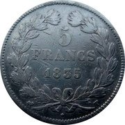 France 5 Francs Louis Philips I 1835 T KM# 749.12 5 FRANCS 1832 T coin reverse France 5 Francs Louis Philips I 1835 T KM# 749.12 5 FRANCS 1832 T coin reverse