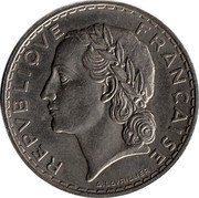 France 5 Francs Marianne 1933 (a) KM# 888 REPUBLIQUE FRANÇAISE A. LAVRILLIER coin obverse France 5 Francs Marianne 1933 (a) KM# 888 REPUBLIQUE FRANÇAISE A. LAVRILLIER coin obverse