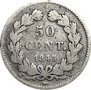 France 50 Centimes Louis Philippe I 1845 W KM# 768.5 50 CENT 1845 W coin reverse France 50 Centimes Louis Philippe I 1845 W KM# 768.5 50 CENT 1845 W coin reverse